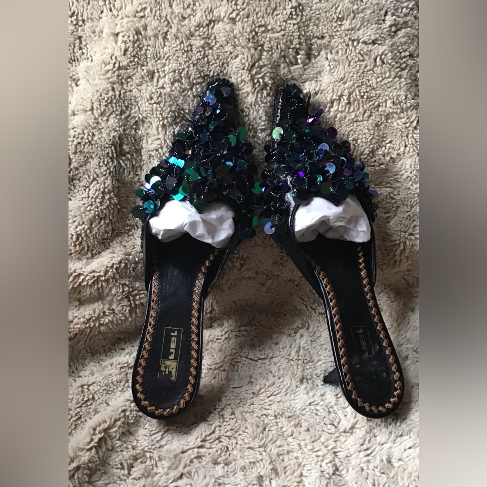 Fabulous Sequined Kitten Heel Mules